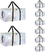 8 Pack-Extra Large Heavy Duty Moving Bags - Waterproof Storage Totes with Handles & Zippers, Foldable for College Dorm, Storage (Shiny Color) by Unknown