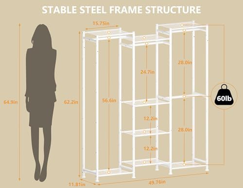 HOMIDEC Wardrobe Closet, 4 Hanging Spaces Portable Clothes Rack - Image 3