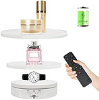 Remote Motorized Rotating Display Stand Turntable with Rechargeable Battery Motorized Lazy Susan with 5.74/7.08/8.66 inch Replacement Cover 3 in 1 for Photography Products and Shows (White) by ZLMONDEE