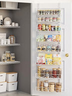 8-Tier Over Door Pantry Organizer, Adjustable Metal Hanging Storage Rack for Kitchen Pantry, White by Unknown