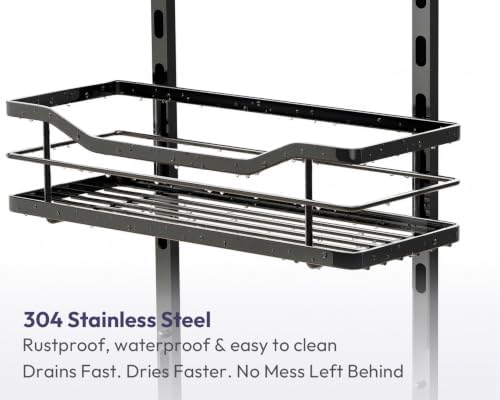 SWTYMIKI Over the Door Shower Caddy - 4 Tier Adjustable Shower Organizer Hanging with Soap Holder, No Drilling Stainless Steel Bathroom Rack Hanging for Body Wash, Shampoo, Soap, Razor, Black - Image 5