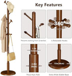Taitiy Solid Wooden Coat Rack Stand Freestanding Hall Tree with 10 Hooks - Image 6