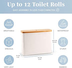 LONBET Toilet Paper Storage for 12 Rolls, Stackable & Foldable - The Ultimate Bathroom Organizer - Waterproof Basket with Bamboo Lid - Elegant Toilet Paper Storage Holder, Beige (Pack of 2) - Image 3