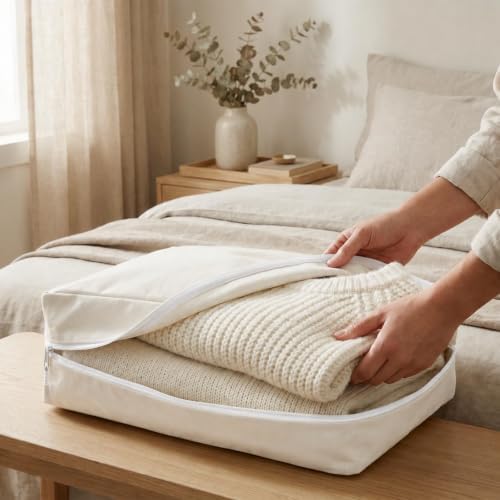 2 Pack Canvas Storage Bags for King/Queen Comforters Blanket, 25"x19"x9" - Image 5