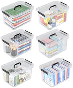 10 Liters Clear Boxes with Handles, Plastic Storage Tote Set of 6 by EudokkyNA