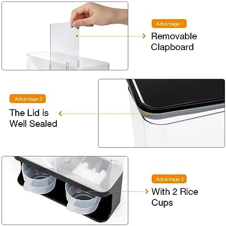Laundry Scent Boosters Beads Dispenser, Conwomin Wall Mounted Laundry Detergent Dispenser with 2 Cups for Laundry Beads, Rice, Beans, Stain Remover Powder, Black(105 oz) - Image 4