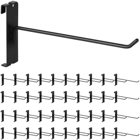 40Pcs 8" Gridwall Display Hooks Assortment Set, Black Metal Grid Wall Panel Hanging Display Hook for Garage Shop Retail Storage, Wire Diameter 5mm/ 0.2” by Yauhar