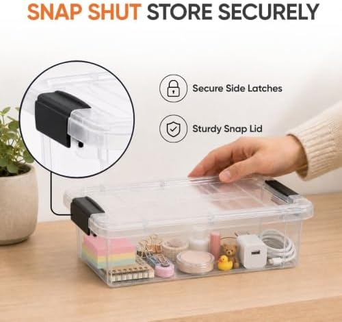 Superio Storage Bins with Lids- Clear Boxes for Organizing, Stackable Plastic Containers- BPA Free, Non-Toxic, Odor Free, Organizer for Home, Office, Dorm (8 Pack, 2.5 Quart) - Image 6