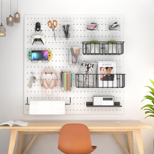 Peg Board Accessories Kit,Pegboard Hooks Assortment with Bins,Cups,Wire Baskets,Paper Towel Holder Can be Used for Pegboard Garage Workbench Craft Room Organizing Tools (Transparent Cup+Box) - Image 7