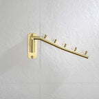 JQK Folding Clothes Hanger Rack, Stainless Steel Swing Arm Hook Holder, Clothing Hanging System Drying Closet Storage Organizer Brushed Gold Wall Mount 2 Pack, SHR100-BG-P2 - Image 4