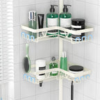 DAOYA Corner Shower Caddy Tension Pole - Adjustable Shower Caddy Off-white - Image 3
