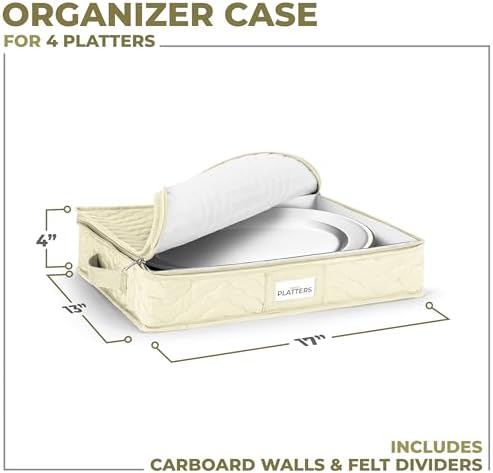 Sorbus China Platter Storage Containers, Quilted Platter Organizer (Beige) - Image 2