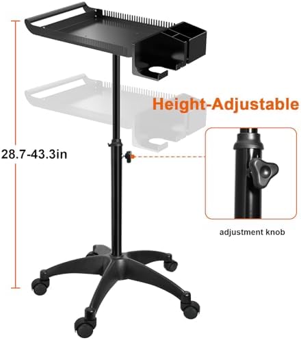 Hairstylist Rolling Cart, Salon Tray Cart on Wheels, Salon Trolley Braiding Hair Rack,Coloring Tray with Holder, Rolling Tool Trolley Hairstylist Station Organizer - Image 4