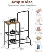 Floor-Standing 3-Tier Purse Organizer, High-Capacity Bag Holder with 8 Hooks, Multi-Functional Purse Rack for Various Bags, Handbag Display Stand Shelf for Closet, Bedroom, Entryway, Black - Image 3