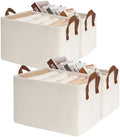 CHICVITA 30L Large Fabric Closet Baskets for Shelves, 4Pack, Beige by CHICVITA