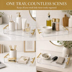 Clear Acrylic Tray 14x11” with Golden Metal Handles - Large Plastic Tray for Serving Guests, Countertop Organization, Ottoman Coffee Table & Vanity – Modern Decorative Tray for Home & Office - Image 6