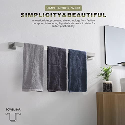 KOKOSIRI 32-Inch Single Towel Bar, Bathroom Kitchen Towel Holder, Wall Mounted SUS304 Stainless Steel Towel Rack, Brushed Nickel, B4003BR-L32 - Image 4