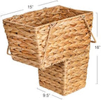 Household Essentials Wicker Stair Basket with Handles, Handwoven Water Hyacinth, Sits on Two Stairs, Lightweight, Natural - Image 2