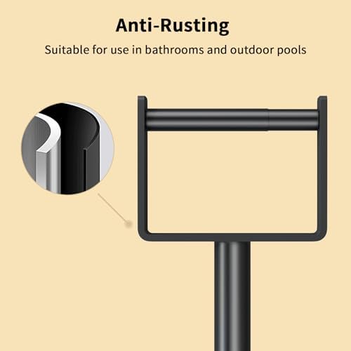 YUMORE Toilet Paper Holder Stand with Storage Weighted Base, Matte Black - Image 6