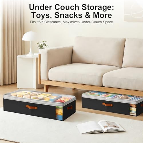 Under Bed Storage Bins - 98L Height-adjustable Under Bed Storage Containers, Compression Blanket Storage Comforter Storage Sweater Storage, Clothes Storage Bins With Clear Window, 2 Pack Black - Image 4