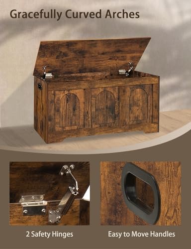 DINZI LVJ Storage Chest, Wooden Toy Box, Rustic Brown 39.4" L - Image 6