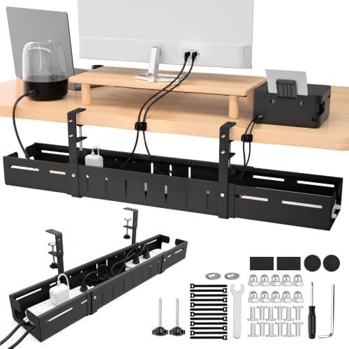 Under Desk Cable Management Tray-No Drill Clamp Moun，Expandable 25.2"–38.6" by MaWGcowerd