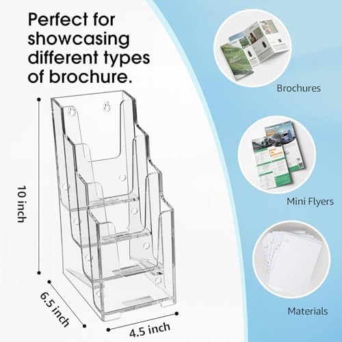 MaxGear 4 Tier Acrylic Brochure Display Holder, 4 Inch Wide, 6 Pack - Image 5