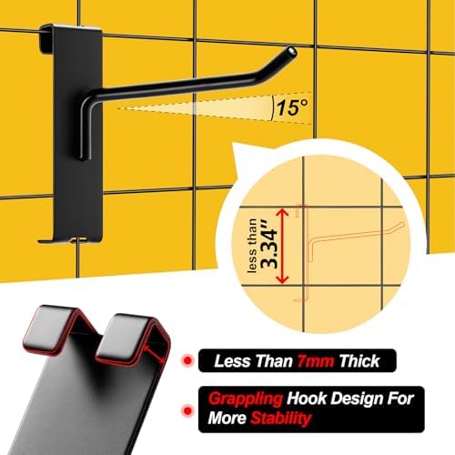 Gridwall Hooks 6 Inch, 60 Pack Metal Display Hooks for Grid Wall - Image 3