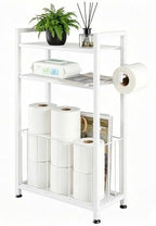 Freestanding Toilet Paper Holder with Storage for Small Bathrooms, White by Unknown