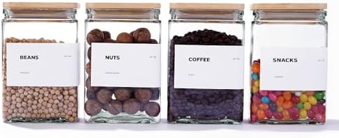 APT 1101 Glass Storage Jars with Bamboo Lid, glass canisters with airtight lids, Clear jars with lids for Spice, Cookie, Candy, Tea, Coffee Bean and Rice (White, 26 oz, Set of 6) - Image 2