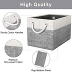 Fab totes Storage Bins 6-Pack, Foldable Storage Baskets for Organizing Toys, Books, Shelves, Closet, Large Storage Box with Rope Handles, Sturdy Organizer Bins, White & Grey - Image 4