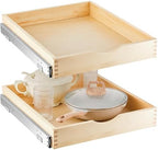Menkxi 2 Set Wooden Pull out Cabinet Organizer Fully Assembled Slide out Pantry Drawer with Gentle Close Storage Shelf Tray for Base Kitchen Under Sink Bathroom Accessory(Wood Color,18'' X 21'' X 3'') by Menkxi
