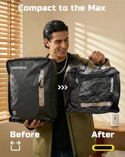 MOVOCA Vacuum Bags for Travel with Pump, 2-Pack(1 * 24L+1 * 18L) Compression Packing Cubes for Carry-On Suitcase & Backpack, Reusable IP67 Waterproof Space Saver Vacuum Seal Bags for Clothing Travel - Image 3
