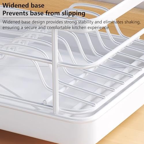 Dish Drying Rack for Kitchen Counter,Carbon Steel Sink Organization & Storage Essentials with Cutlery Holder (White) - Image 6