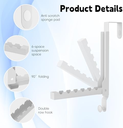 4 Pack Over The Door Hanger Folding Clothes Drying Rack, Folding Hanging Coat Rack for Indoor Laundry Room Compact Small Space Foldable Portable Clothing Hanger Hook Collapsible (Wihte-4(Upgraded)) - Image 4
