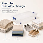 66 Qt Underbed Storage Bin with Wheels, Clear Organizer for Blankets - Image 2