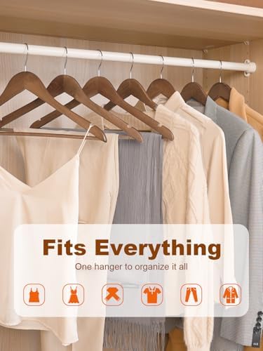 HOUSE DAY Walnut Wooden Hangers 30 Pack, Heavy Duty Wooden Coat Hangers - Image 5