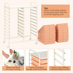 Giantex 20 Drawers Rolling Cart, Mobile Storage Drawer Cart, Classroom Organizer for Office School Supplies Tools Scrapbook Paper Craft Small Printer, Utility Stand on Wheels, Peach - Image 4