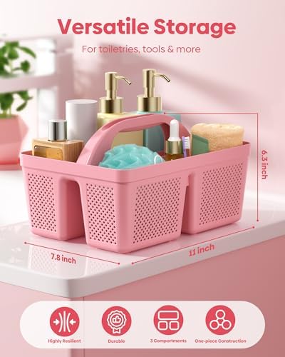 Portable Shower Caddy with Handle - 4 PCS, BPA-free, Pink - Image 4