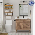 QEEIG Bathroom Floating Shelves Over Toilet (Brown, Set of 3, 15.7") - Image 2