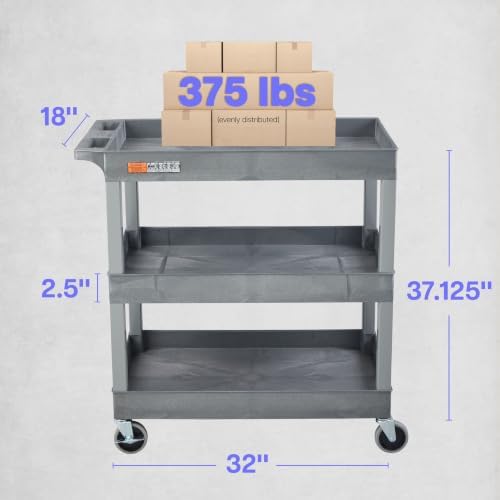 Luxor 32" x 18" Tub Storage Cart 3 Shelves – Gray - Image 4