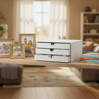 UnionBasic Document Organizer, 3-Drawer File Cabinet Document Storage Box, Office Desktop Filing Organizer, White - Image 6