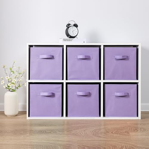 Stero 13x13x13 Inch Fabric Storage Bins 6 Pack Fun Colored Durable Storage Cubes with Handles Foldable Cube Baskets for Home, Kids Room, Closet and Toys Organization Purple - Image 4