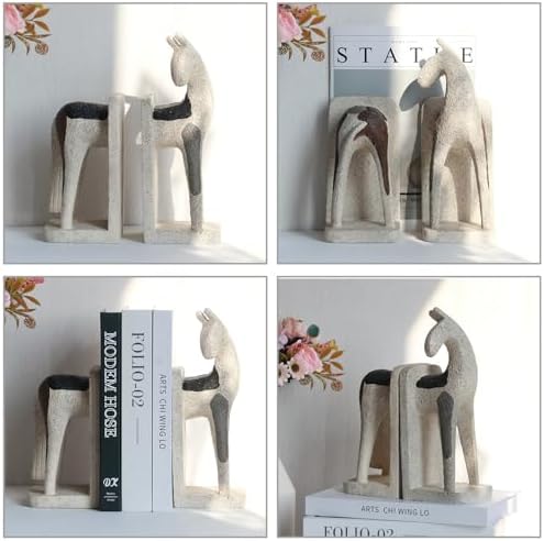 Lukitas Abstract Horse Decorative Bookends Heavy Duty Non-Slip, Resin 11'' - Image 3