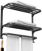 CAXIMSY 22.8Inch Towel Rack for Bathroom and Lavatory Towel Hanger with Wall Mount Towel Bars 304 Stainless Steel No Drill (Collapsible Black Towel Rack) - Image 5