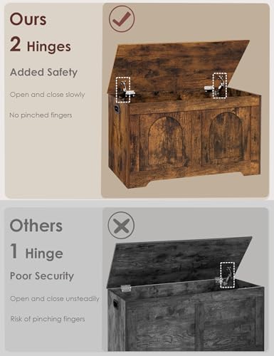 DINZI LVJ Storage Chest, Wooden Toy Box, Rustic Brown 31.5" L - Image 4