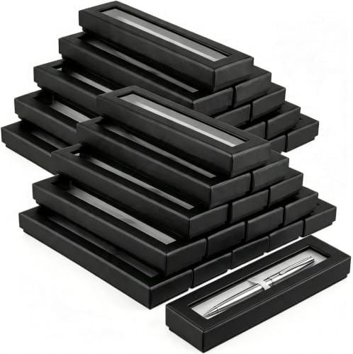 40 PCS Empty Pen Present Box, Pen Presentation Display Box with Clear Lid and Cushion, Pen Gift Box for Business, Birthday Souvenir, Office Supplies by Unknown