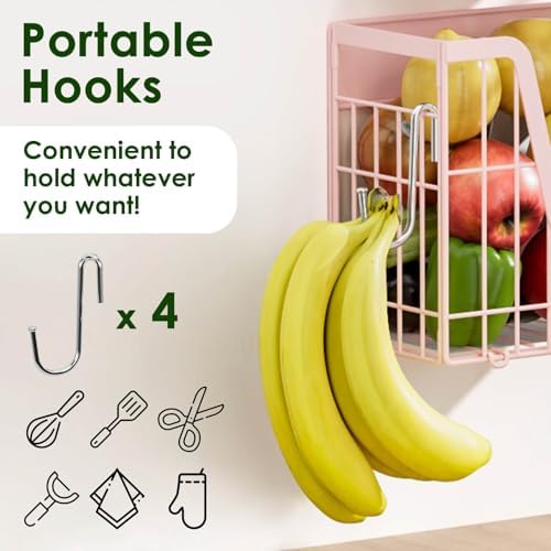 2 Pack Magnetic Shelves for Fridge, Pink Magnet Wire Fruit Baskets - Image 4
