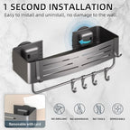 Onemake Shower Caddy Suction Cup, 2 Pack Shower Shelf with Hooks for Bath - Image 5