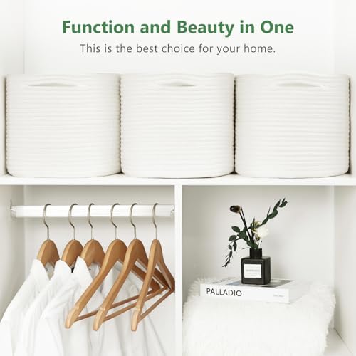 ECDYQXVU 15x10x9 Inch Woven Cotton Rope Storage Basket, 2 Pack - Image 5